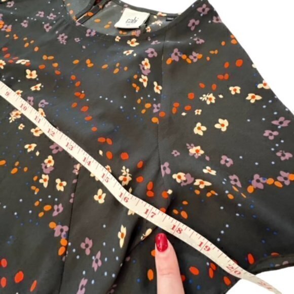 Cabi 3828 Muse Blue Floral Print Tunic Dress Women‎ Size XS Short Sleeve Boho - Picture 13 of 15